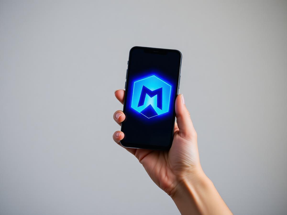 Hand holding a phone with the Meta logo